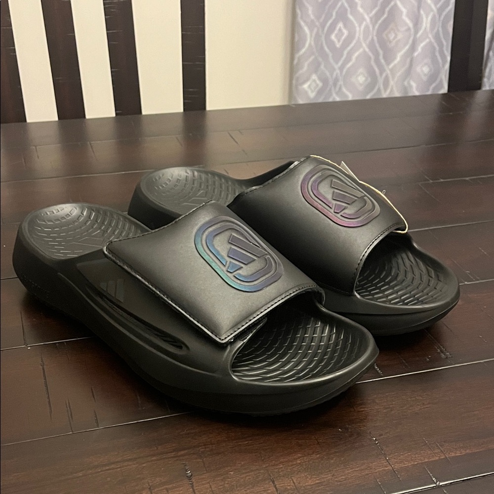 Adidas Lightblaze Slides Overtime Sandals Shoes new JQ6776 black Men’s Size 10